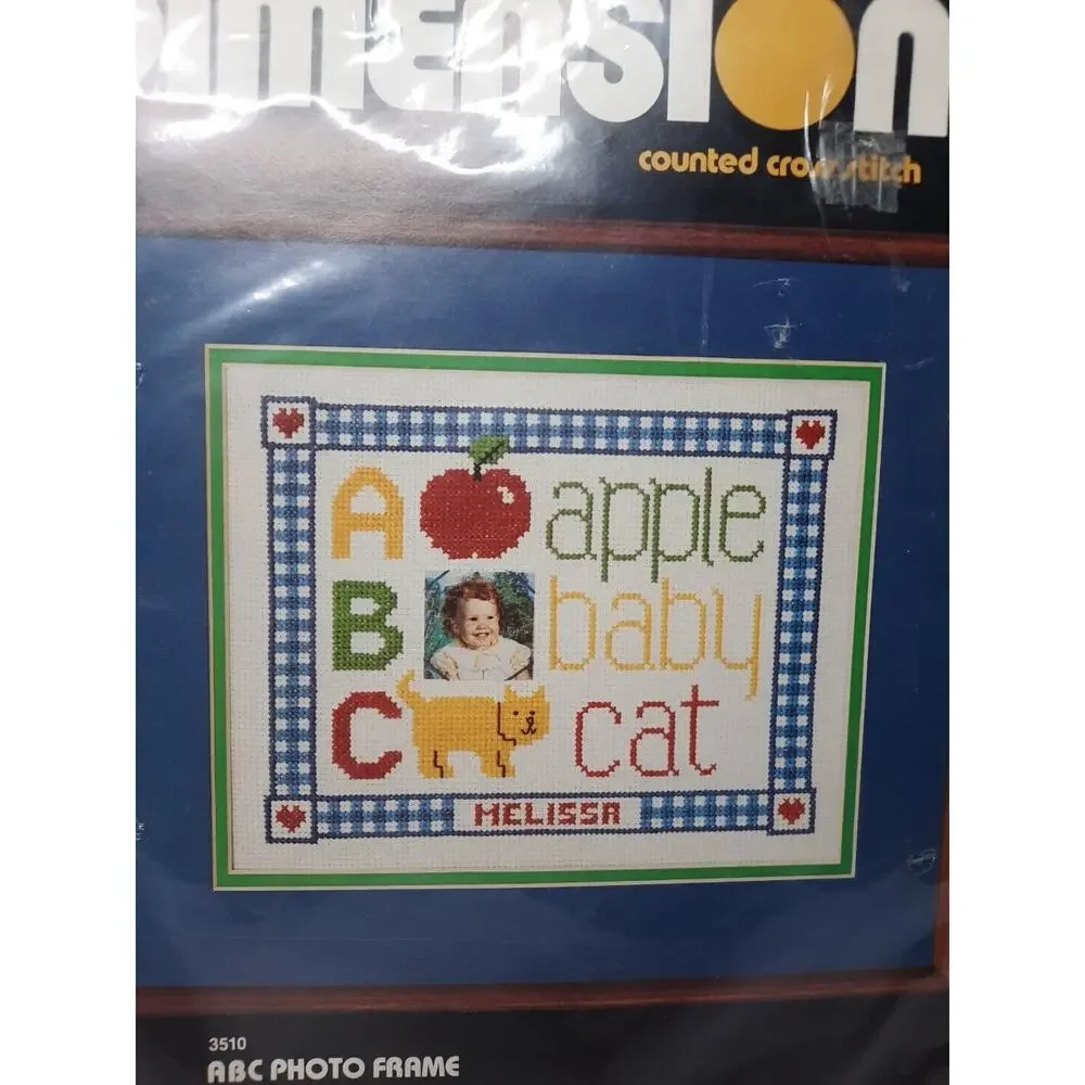 Vintage Dimensions Counted Cross Stitch Kit ABC Photo Frame Personalized Child